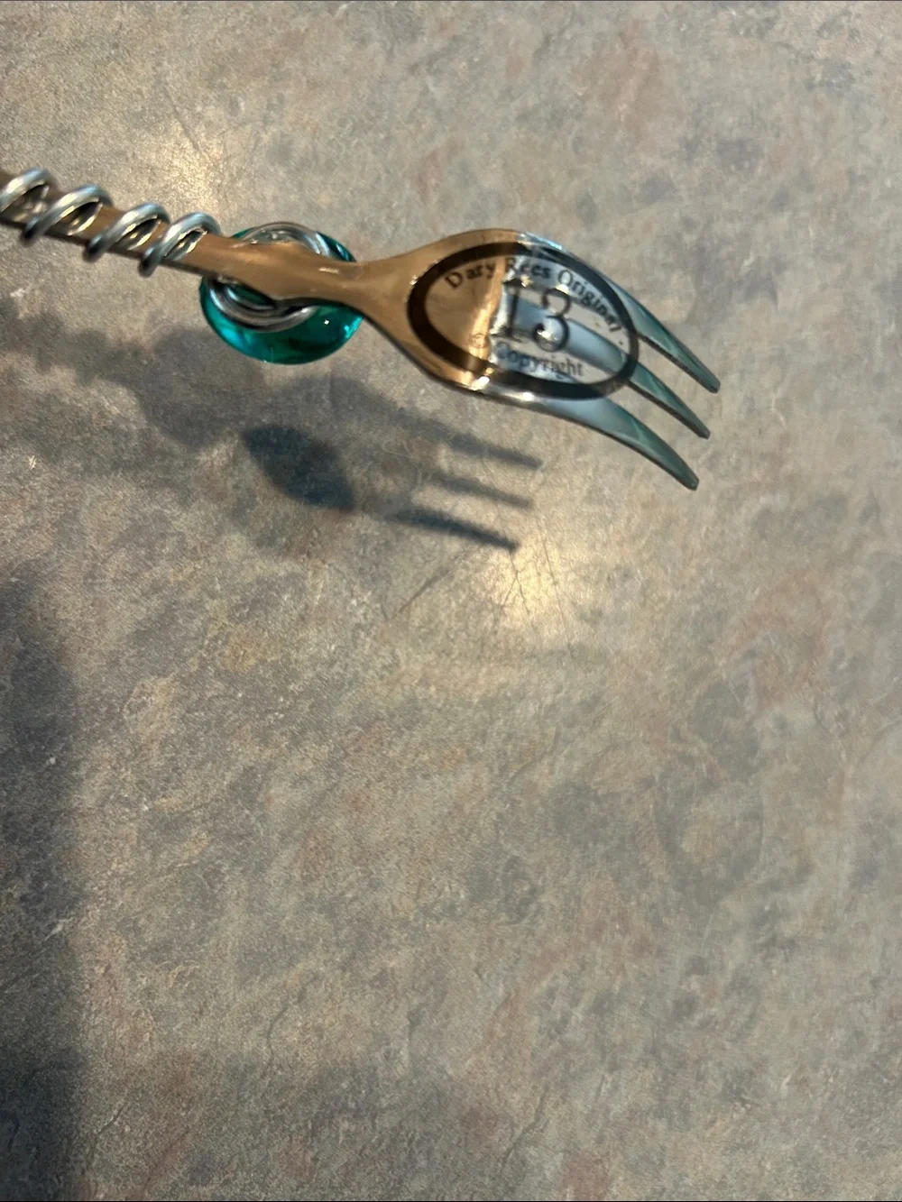Dary Rees original Decorative Silver-Tone Spoon and Fork Set Colorful Beads